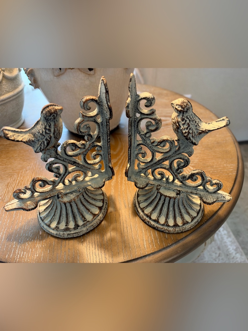 Brown & Beige wrought iron book ends